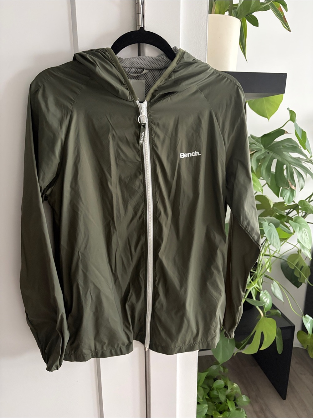 Bench Women's Olive Green Hooded Windbreaker Jacket